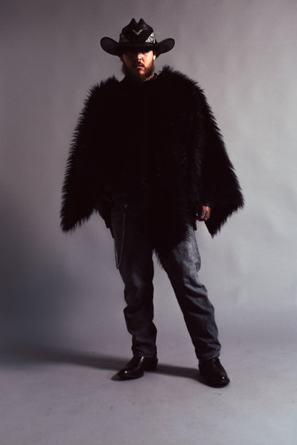 ONYX FUR PONCHO
