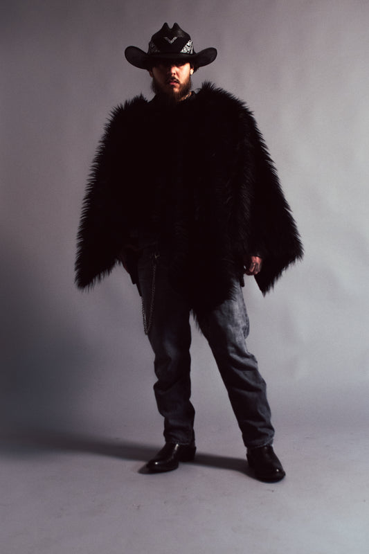 ONYX FUR PONCHO